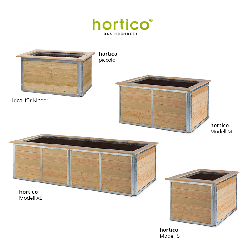 Der Hochbeet Bausatz von hortico ist in verschiedenen Formen und Größen verfügbar. Die klassischen Modelle reichen vom Kinder-Hochbeet bis zum XXL Familien-Hochbeet. Hochbeet kaufen direkt vom Hersteller. Übersicht der quadratischen und rechteckigen Hochbeete von hortico